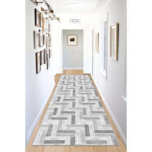 Dijital Kaymaz Yıkanabilir Modern Gri̇ Mutfak Halısı Salon Halısı Yolluk 100x250 cm
