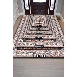 Homshtag Art Deco Hayat Ağacı Vintage Halı Görünümlü Dijital Baskı Renkli Halı Rustik Çiçekli Halı