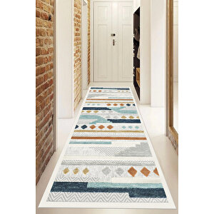 Dijital Kaymaz Yıkanabilir Modern Renkli Mutfak Halısı Salon Halısı Yolluk 80x250 cm
