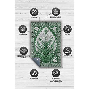 Homshtag Art Deco Müge Vintage Halı Görünümlü Dijital Baskı Renkli Halı Rustik Çiçekli Halı