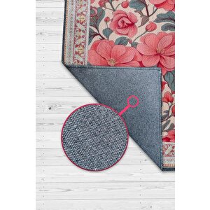 Homshtag Art Deco Begonya Vintage Halı Görünümlü Dijital Baskı Renkli Halı Rustik Çiçekli Halı