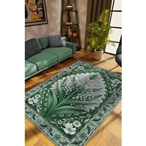 Art Deco Müge Vintage Halı Görünümlü Dijital Baskı Renkli Halı Rustik Çiçekli Halı 200x300 cm