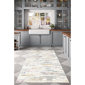 Dijital Kaymaz Yıkanabilir Modern Gri̇ Mutfak Halısı Salon Halısı Yolluk