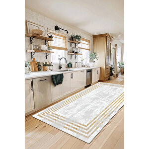 Dijital Kaymaz Yıkanabilir Modern Gri̇ Mutfak Halısı Salon Halısı Yolluk 120x200 cm