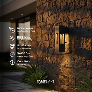 Aka 35 cm LED Dış Mekan Duvar Apliği Antrasit Alüminyum IP65 Bahçe Peyzaj Cephe Aydınlatması 7W