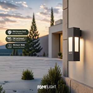 Luxera 35 cm Pleksili LED Dış Mekan Duvar Apliği Antrasit Alüminyum IP65 Bahçe Cephe Aydınlatması 7W 3000K