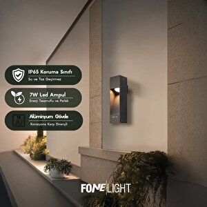 Luzerra 35 cm LED Duvar Apliği Antrasit Alüminyum IP65 Bahçe Peyzaj Dış Mekan Aydınlatması 7W 3000K