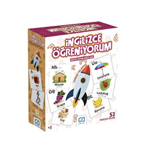 İngilizce Öğreniyorum Türkçe Telaffuzlu 52 Kartlı Eğitici Çocuk Oyun Kartları