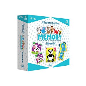 Hayvanlar Temalı 48 Kartlı Eğitici Memory Çocuk Eşleştirme Hafıza Oyun Kartları