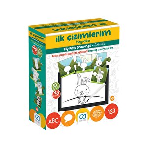 İlk Çizimlerim Hayvanlar Eğitici 10 Resimli Ve 40 Parça Yapbozlu Boyama - Etkinlik Oyunu
