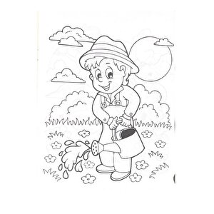 4'lü Colouring Book Çocuklar Için 19x26cm Karton Kapak 16 Yaprak 32 Resimli Boyama Kitabı