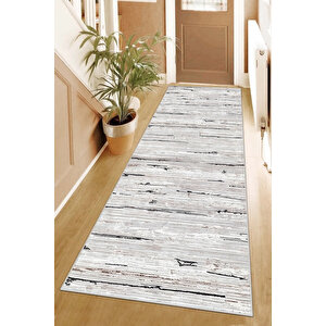 Dijital Kaymaz Yıkanabilir Modern Gri̇ Mutfak Halısı Salon Halısı Yolluk 80x250 cm