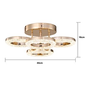 Oylum 4'lü Gold 24 Watt Kristalli Koridor Salon Led Plafonyer Avize