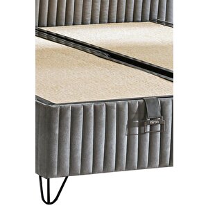 Line Visco Lüks Baza Ve Başlık Seti 140x190 Cm Çift Kişilik Baza Ve Başlık Takımı Koyu Gri Babyface