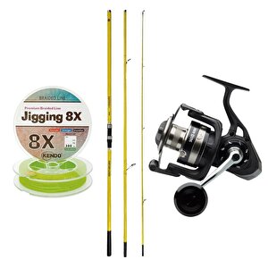 Yekoutdoor Profesyonel Olta Seti Okuma Makaira Surf 4,30 Cm 100-250 Gr 3 Parça Yellow Surf Kamışı&savage Gear Sgs8 8000 Fd 8+1bb O