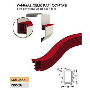 Contacall Alev Önleyici Yangın Kapısı Fitili Yangın Contası 6 Metre Kırmızı Ykc-26