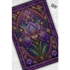 Art Deco Süsen Çiçeği Halısı Bitki Temalı Soft Mor Renk Etnik Dijital Baskılı Çiçekli Halı 80x120 cm