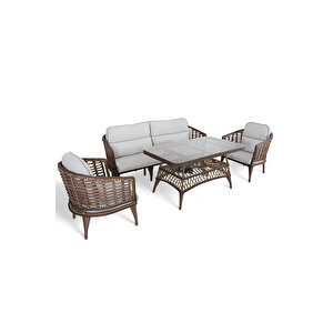 Berli̇n Rattan Bahçe Takimi 3+1+1+masa Krem