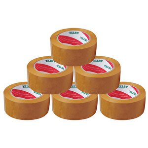 Astel 45x100 Taba Koli Bandı (6 Adet) Süper Güçlü Yapıştırıcı Hotmelt (ambalaj-pakeleme-koli̇ Bant) Taba