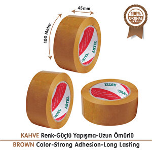 Astel 45x100 Taba Koli Bandı (6 Adet) Süper Güçlü Yapıştırıcı Hotmelt (ambalaj-pakeleme-koli̇ Bant) Taba