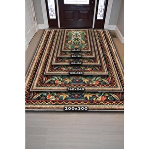 Homshtag Art Deco Botanik Orman Vintage Halı Görünümlü Dijital Baskı Yeşil Renk Rustik Çiçekli Halı