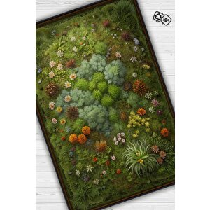 Art Deco Yosun Halısı Bitki Temalı Soft Yeşil Renkli Etnik Dijital Baskılı Çiçekli Halı 100x150 cm