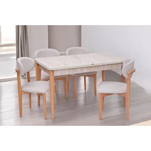 Norte Traverten Boyalı Mdf Mutfak Masa Takımı 80x130