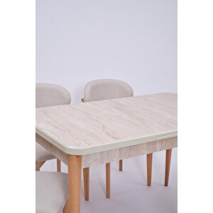 Norte Traverten Boyalı Mdf Mutfak Masa Takımı 80x130