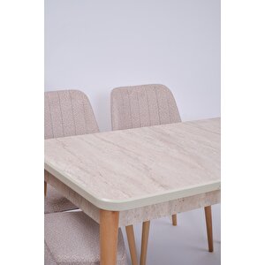 Milano Traverten Boyalı Mdf Mutfak Masa Takımı 80x130