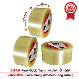 Astel 45mmx100m Şeffaf Koli Bandı – 60'lı Ekonomik Paket | Ekstra Güçlü Yapışkan, Dayanıklı Ve Uzun Ömürlü Ambalaj Bandı