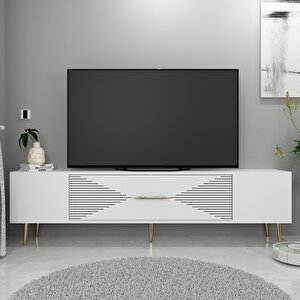Motif Tv Sehpası Tv Ünitesi Beyaz Altın