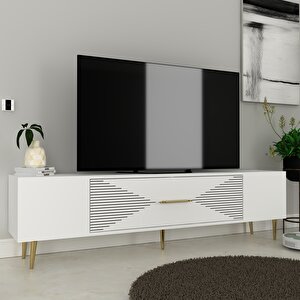 Motif Tv Sehpası Tv Ünitesi Beyaz Altın