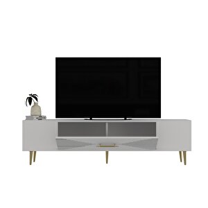 Motif Tv Sehpası Tv Ünitesi Beyaz Altın