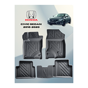 Honda Civic Sedan 2016-2020 Arası Uyumlu 5,5d Havuzlu Paspas Tpe Malzeme