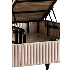 Line Visco Lüks Baza Ve Başlık Seti 140x190 Cm Çift Kişilik Baza Ve Başlık Takımı Krem Babyface