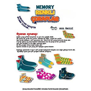 Renkli Çoraplar 2+ Yaş Çocuklar Için 32 Kartlı Eğitici Eğlenceli Eş Bulmacalı Hafıza Oyunu