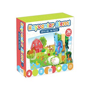 Hayvanlar Alemi 36 Parça 2+ Yaş Çocuklar Için Eğitici Bul-tak Yapboz Puzzle
