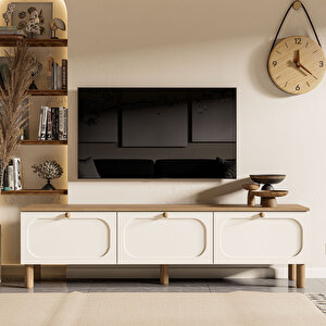 1280 Monza 180 Cm (membran Mdf Kapaklı) Bohem Tv Ünitesi Sepet-beyaz