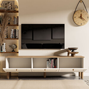 1280 Monza 180 Cm (membran Mdf Kapaklı) Bohem Tv Ünitesi Sepet-beyaz