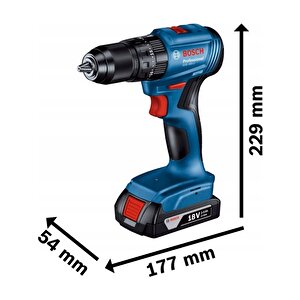 Professional Gsb 185-li 2.0 Ah Tek Akülü Kömürsüz Motor Darbeli Matkap + 23 Parça Aksesuar Set - 06019k3102