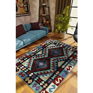 Minnetarlık Etnik Desenli Halı Geometrik Salon Halısı Çok Renkli Oturma Odası Halısı 100x150 cm