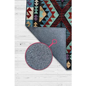 Minnetarlık Etnik Desenli Halı Geometrik Salon Halısı Çok Renkli Oturma Odası Halısı 100x150 cm