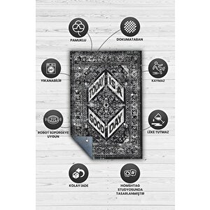 Homshtag Güzel Bir Gün Etnik Desenli Halı Geometrik Salon Halısı Siyah Renkli Oturma Odası Halısı