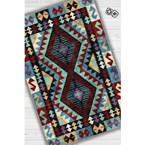 Minnetarlık Etnik Desenli Halı Geometrik Salon Halısı Çok Renkli Oturma Odası Halısı 120x180 cm