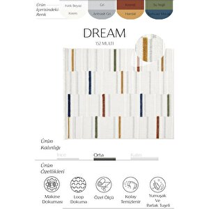 Dream 152 Krem Kesme Halı Yolluk Koridor Halısı Dokuma Mutfak Halısı Çocuk Odası Halısı 100x150 cm
