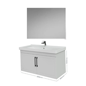 D20 100cm Kapaklı Dikdörtgen Ayna Banyo Takımı