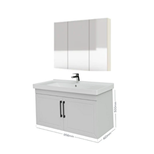 D20 100cm Kapaklı Dolaplı Ayna Banyo Takım