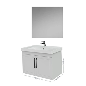 D20 80cm  Kapaklı Dikdörtgen Ayna Banyo Takımı