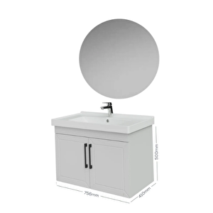 D20 80cm  Kapaklı Yuvarlak Ayna Banyo Takımı