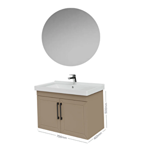 D20 80cm Kapaklı Yuvarlak Ayna Banyo Takımı Dafne